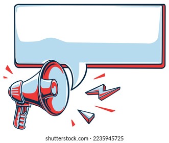 Megaphone sign with speech bubble advertising template