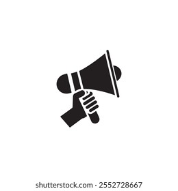 Megaphone silhouette icon vector, Portable speaking-trumpet loudhailer icon Vector Illustration.