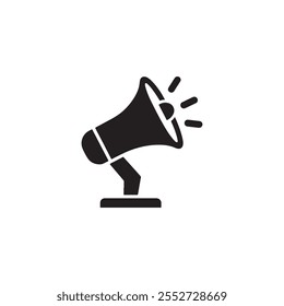 Megaphone silhouette icon vector, Portable speaking-trumpet loudhailer icon Vector Illustration.