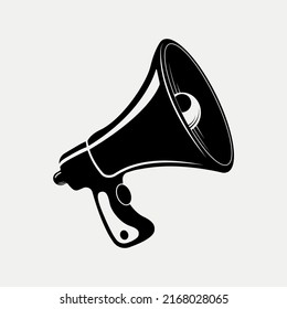 Megaphone Silhouette, Portable speaking-trumpet loudhailer icon Vector Illustration.