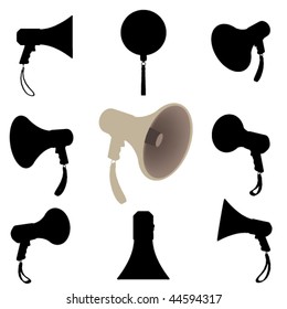 Megaphone silhouette set