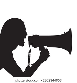 megaphone silhouette with a white background