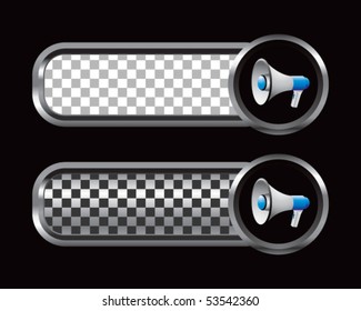 megaphone silver and black checkered banners