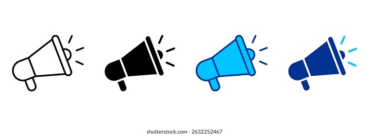 Megaphone Simple Icon Set Multiple Style Vector Illustration