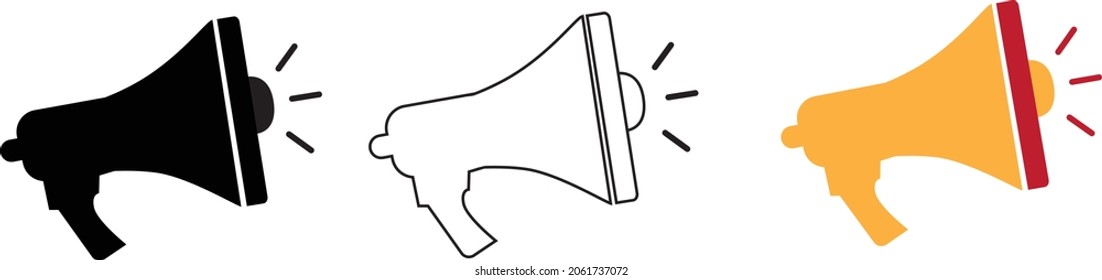 Juego de iconos simples Megaphone. Vector de icono de altavoz