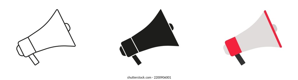 Megaphone simple vector icons.  Loudspeaker sign and symbol.  Vector 10 EPS.