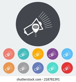 Megaphone. Single flat icon on the circle. Vector illustration.