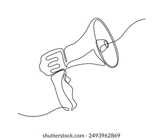 Megaphone single line vector illustration. Continuous line drawing of megaphone speaker.