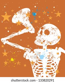 megaphone skull vector art