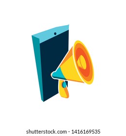 megaphone with smartphone device vector ilustration