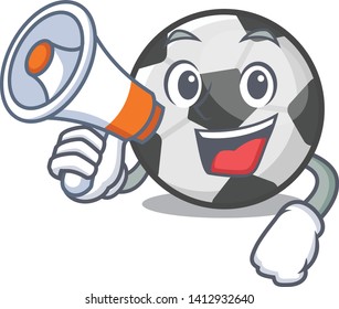 With megaphone soccer ball in the cartoon shape