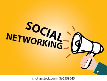 megaphone with SOCIAL NETWORKING announcement ,business concept ,business idea