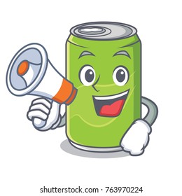 With megaphone soft drink character cartoon
