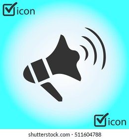 Megaphone soon icon. Loudspeaker symbol.