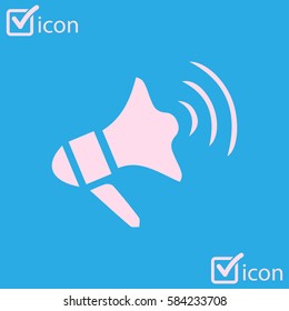 Megaphone soon icon. Loudspeaker symbol. News and Urgent ads.