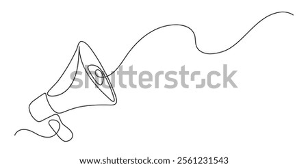Megaphone. Sound. Continuous line drawing.