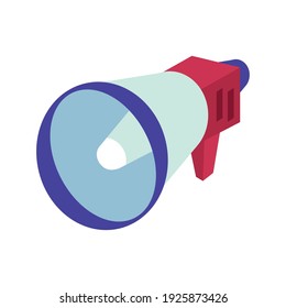 megaphone sound device isometric icon vector illustration design