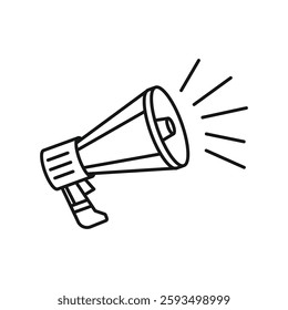 Megaphone with sound effects outline illustration
