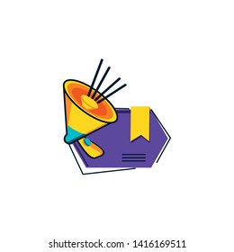 megaphone sound with label vector ilustration