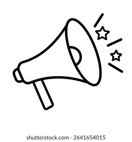 Megaphone with sound line icon, Loudspeaker icon vector. Advertising concept and advertising business concept icon symbol. Loud speaker line icon vector illustration.