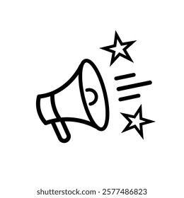 Megaphone with sound, linear icon. Advertising and distribution. Line with editable stroke