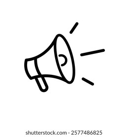 Megaphone with sound, linear icon. Advertising and distribution. Line with editable stroke