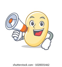 With megaphone soy bean character cartoon