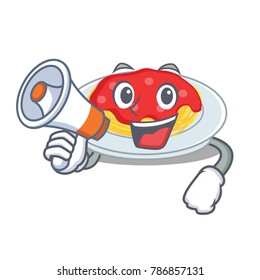 With megaphone spaghetti character cartoon style