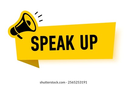 Megaphone with speak up speech bubble. Loudspeaker. Banner for business, marketing and advertising. Vector illustration.