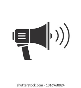 megaphone speaker ads. Noisy loudspeaker, mute and unmute volume symbol. announcement signwith bullhorn. Marketing advertising . Vector illustration. Design on white background. EPS 10