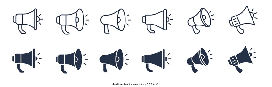 Megaphone, speaker and announcement icons. Vector graphic illustration. For website design, logo, app, template, ui, etc.
