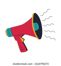 Megaphone Speaker, an audio horn. Symbol of news, advertising, announcement. Simple flat vector illustration isolated on white background.