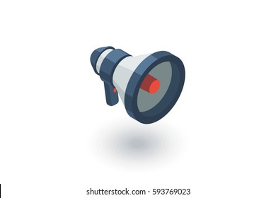 Megaphone, Speaker, Broadcast, Share Isometric Flat Icon. 3d Vector Colorful Illustration. Pictogram Isolated On White Background