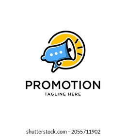 Megaphone Speaker bubble chat promotion logo design Vector template
