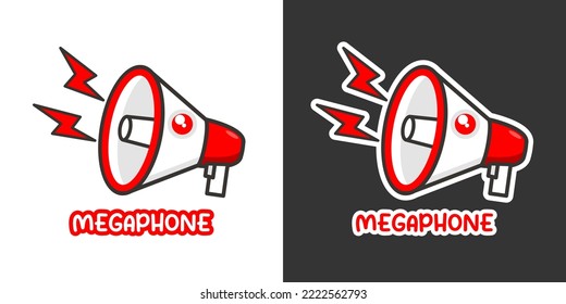 Megaphone speaker cute kawaii cartoon vector icon concept. Flat illustration style for poster, brochure, web, mascot, sticker, logo and icon.