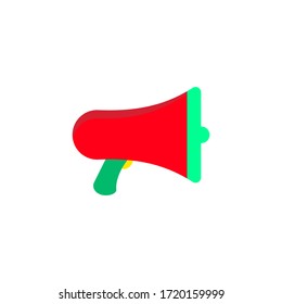Icono Megáfono o altavoz. El concepto del anuncio usando el icono del megáfono. Megáfono en forma de icono plano.