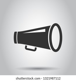 Megaphone speaker icon in flat style. Bullhorn audio announcement vector illustration on white background. Megaphone broadcasting business concept.