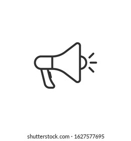 Megaphone speaker icon in flat style. Bullhorn sign vector illustration on white isolated background. Scream announcement business concept.