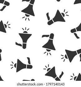 Megaphone speaker icon in flat style. Bullhorn sign vector illustration on white isolated background. Scream announcement seamless pattern business concept.