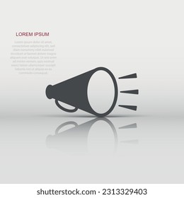 Megaphone speaker icon in flat style. Bullhorn vector illustration on white isolated background. Scream announcement business concept.