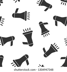 Megaphone speaker icon seamless pattern background. Bullhorn audio announcement vector illustration. Megaphone broadcasting symbol pattern.