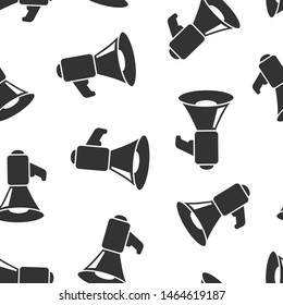 Megaphone speaker icon seamless pattern background. Bullhorn vector illustration on white isolated background. Scream announcement business concept.