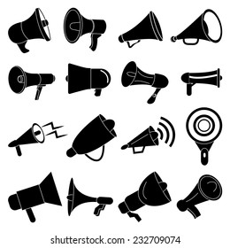 megaphone speaker icons set