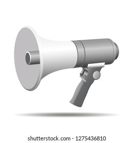 Megaphone Speaker Isolated 3d Vector Illustration. Loud Speach Alert Concept. Realistic Bulhorn for Mouthpiece Scream Promotion. Attention Speach on Microphone. Public Warning Alarm.