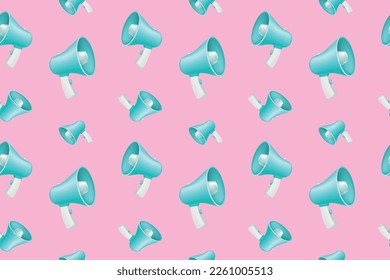 Megáfono, patrón de comunicación de voz alta. Símbolo de liderazgo, signo de idea, anuncio de radio, símbolo de equipo de voz. Atención 3d elementos lustrosos aislados. Fondo transparente del vector