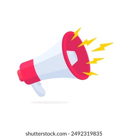 Megaphone speaker or loudspeaker bullhorn, vector illustration. Broadcasting megaphone sign. Loudspeaker vector icon. Loudspeaker, speaker, bullhorn alert.