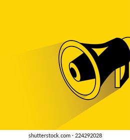 megaphone, speaker on yellow background, flat ans shadow design