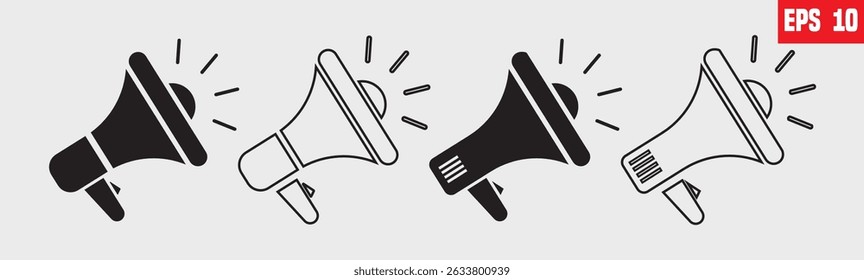 megaphone or speaker silhouette vector illustration. banner design. important information, social media, broadcasting, Attention or warning information, breaking news or urgent message communication