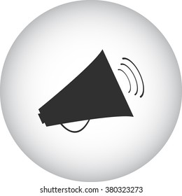 Megaphone speaker simple icon on round background