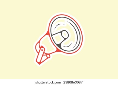 Megaphone Speaker Sticker logo design vector. Marketing time concept design. Announcement speaker sticker object icon design.